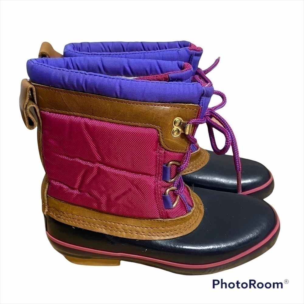 Lands End Duck Boots Pink Purple Leather 7 Women’s